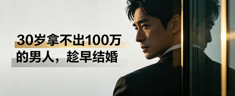 30岁拿不出100万的男人，趁早结婚